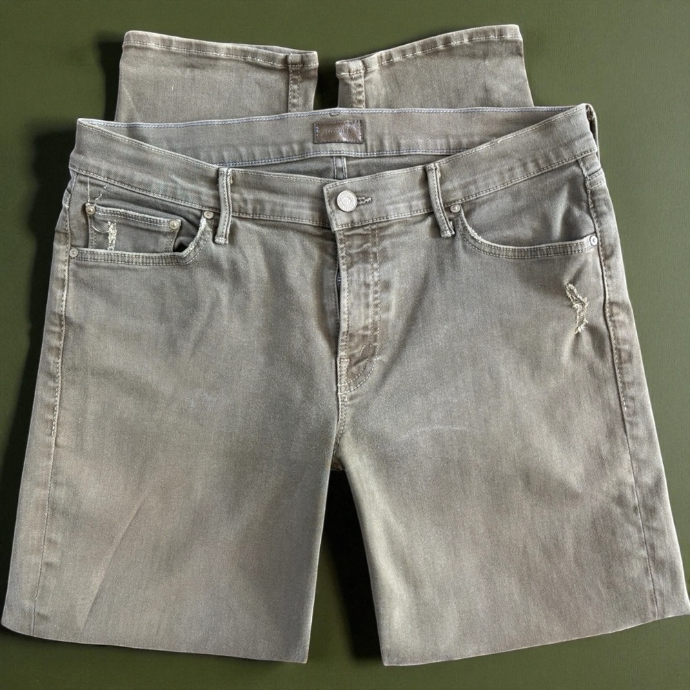 MOTHER 'The Dropout' Boyfriend Jeans in Blow Out (Moss Green)  (29)